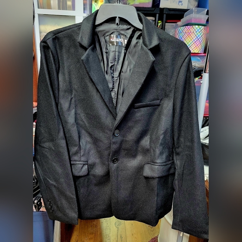 Flex Supply Black Felt Blazer 2 Button Front New